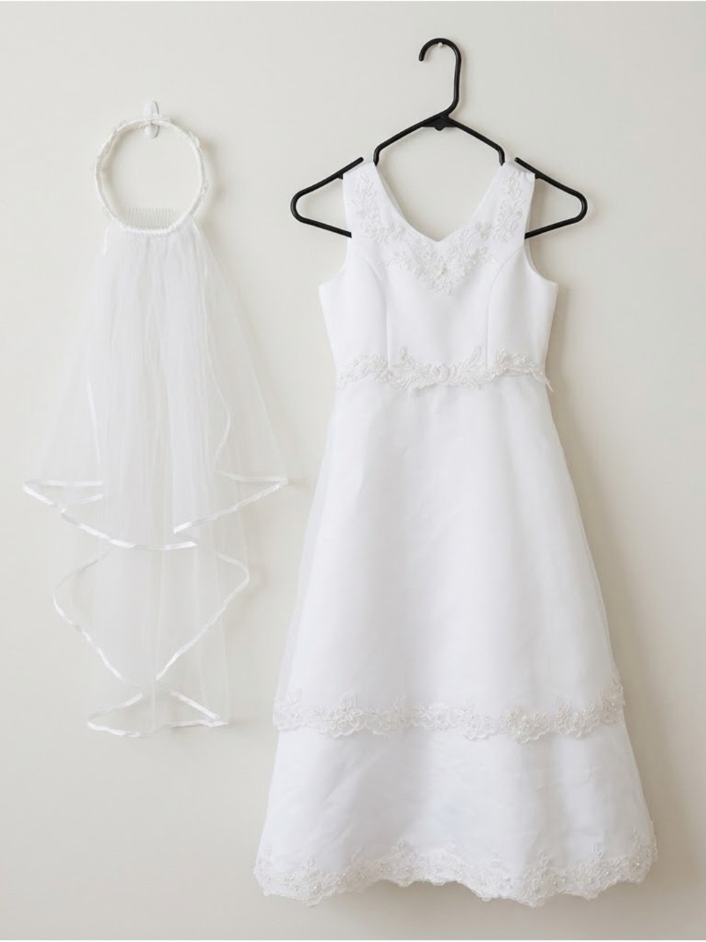 Vintage Y2K Muñeca First Communion Dress & Veil Set - Girls Size 8